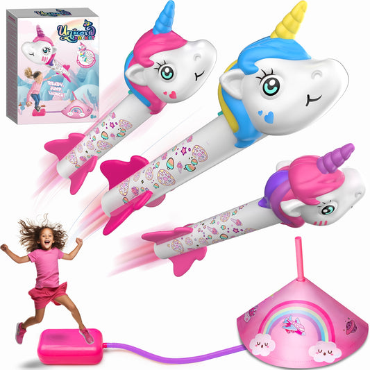 Unicorn Stomp Rocket Launcher, Premium Outdoor Toy for Kids 3-8, Safe and Easy to Use, Shoots Rockets Up High