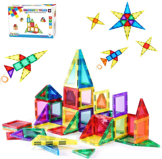 Magnet Tiles Toys 22 pieces Building Blocks Construction Playboards Educational Toys For Children Ages 3 Years Up.