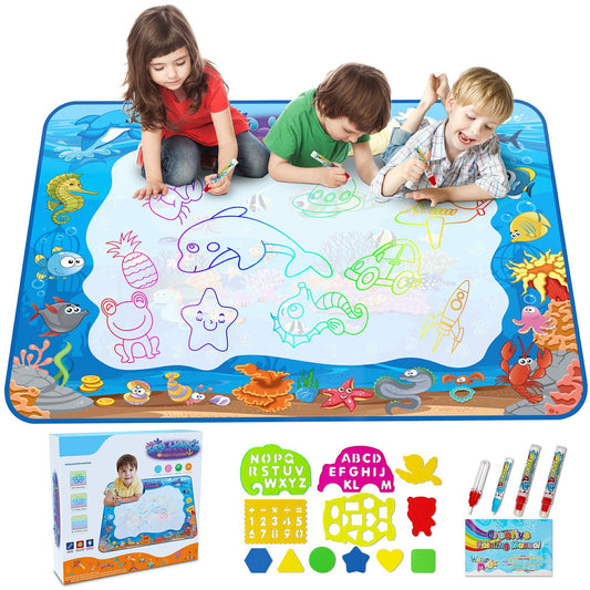 Water Drawing Doodle Mat, Color Draw Board Toy for Learning Painting - Educational Toys Gift for Kids Girls Boys Age 3 4 5 6-12 Years Old