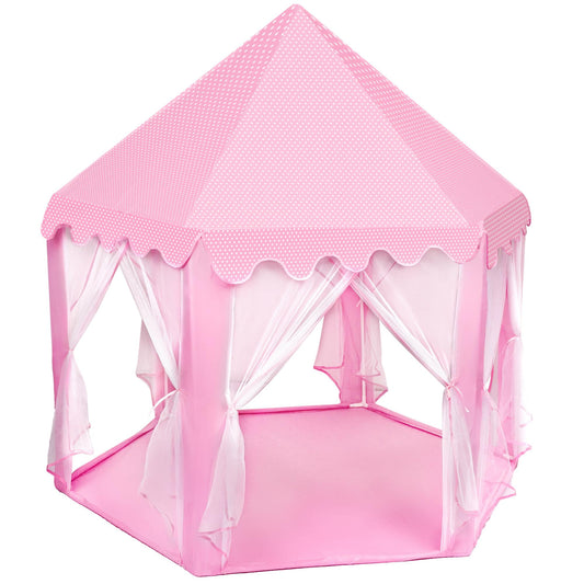 Play Tent for Girls - Pink Castle Tent with Windows and Doors, Easy Set Up, Portable and Lightweight, for Indoor and Outdoor Play