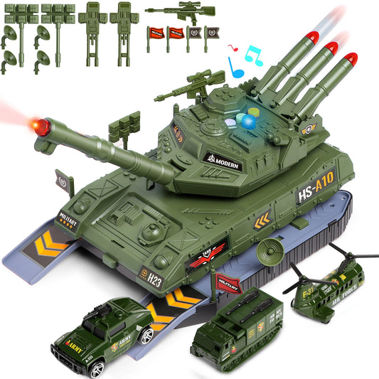 Tank Toy Sets, Military Tank Vehicle Playsets with Realistic Light and Sound,Gift for Kids Boys 3-8 Years Old