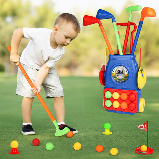 Kids Golf Toy Set for Boys Girls 3-6 Years, Golf Club Set Sports Kit, Toddler Outdoors Indoors Exercise Toys Christmas Birthday Gifts