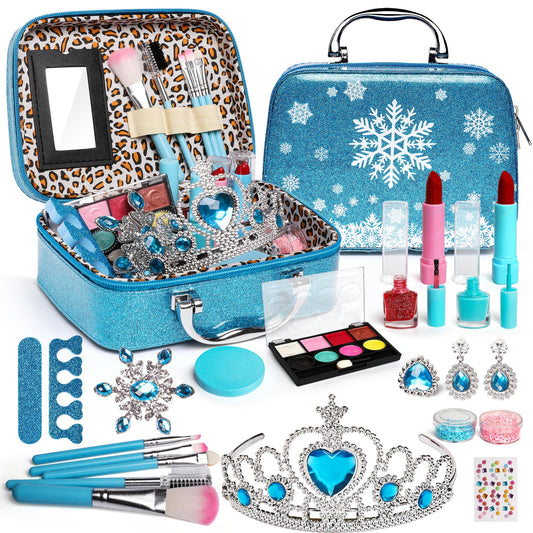 Kids Makeup Kit for Girls, Frozen Cosmetic Makeup Set for Toddler Girls Age 3 4 5 6 Christmas Birthday Gift