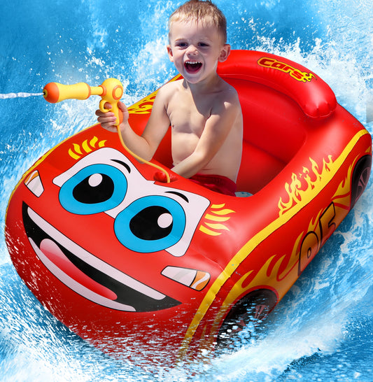Baby Inflatable Pool Float,Car Shaped Baby Swimming Float with Steering Wheel for Toddler Aged 1-3 Years