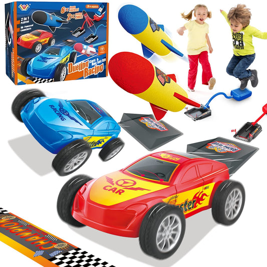 Car Rocket Launcher Blaster for Kids 3,4,5,6,7,8 Years Old,  2 in 1 Outdoor Games Fun Toys Set of 2 Air Launcher Toys Christmas Birthday Gift