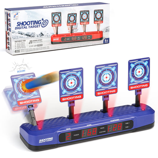Electronic Shooting Target for Nerf, 4 Shooting Target Scoring Auto Reset Digital Targets, Gift Toy for Kids Boys & Girls Age 3+
