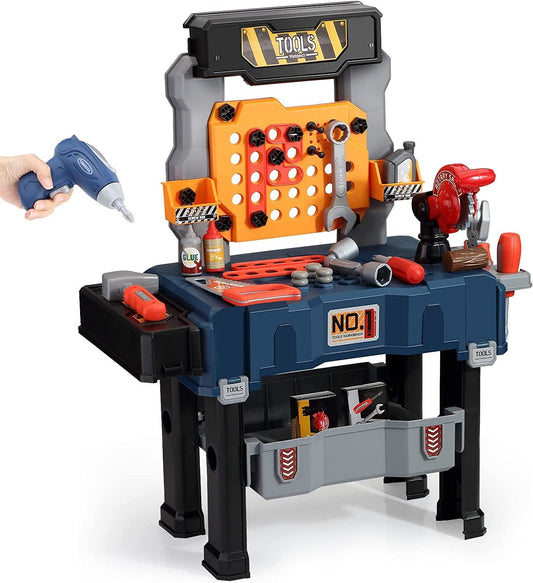 Kids Tool Set Toddler Workbench With Realistic Tools & Electric Drill for Construction Workshop Tool Bench,Gift Toys for Boys & Girls Age 3, 4, 5, 6 and Up