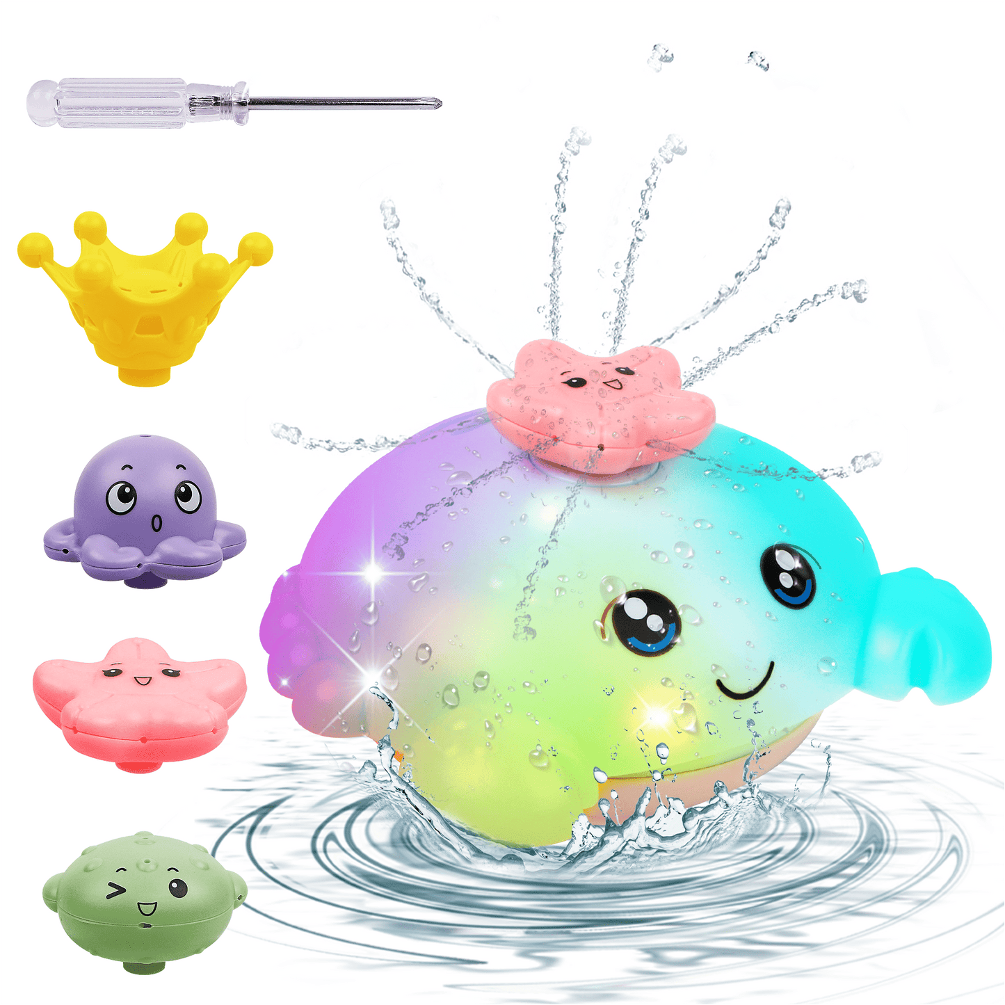 Crab Baby Bath Toys for kids, 4 Water Spray Modes Light-up Flashing Bathtub Toys for Toddler Boys Girls Gift