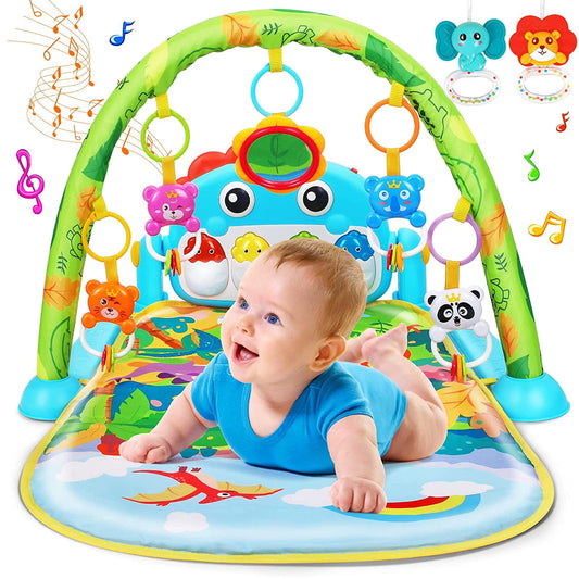 Baby Gym Play Mats Tummy Time Mat Musical Activity Center for Baby Infants Toddler Toys Piano Gym Play Mat