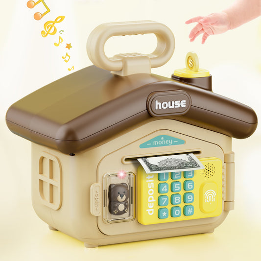 Piggy Bank Kids Electronic ATM Piggy Bank for Boys Girls Bear House Shape Coin Bank Practical Gifts for Birthday