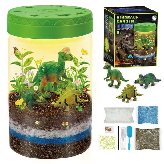 Light-Up Dinosaurs Terrarium Kit for Kids, STEM Educational DIY Science Toys, Dinosaur Toys Crafts Night Light, Science Toy  Christmas Gift for Boys 6+, Create Mini Dinosaur Garden