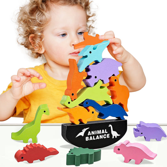 Dinosaur Toys for Kids,Wooden Stacking Dinosaur Toys for 3-5 Boys Montessori Learning Toys Great Gift for Kids and Toddlers