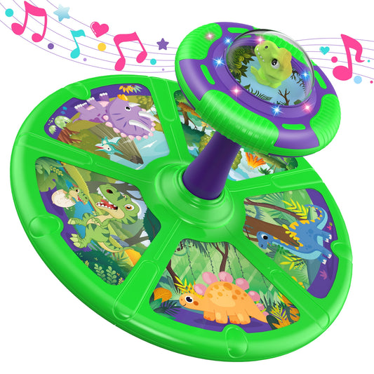 Light-Up Dinosaur Twister,360° Sit Twist and Spin Toys with LED Lights and Music, Gifts for Toddlers Ages 1-3