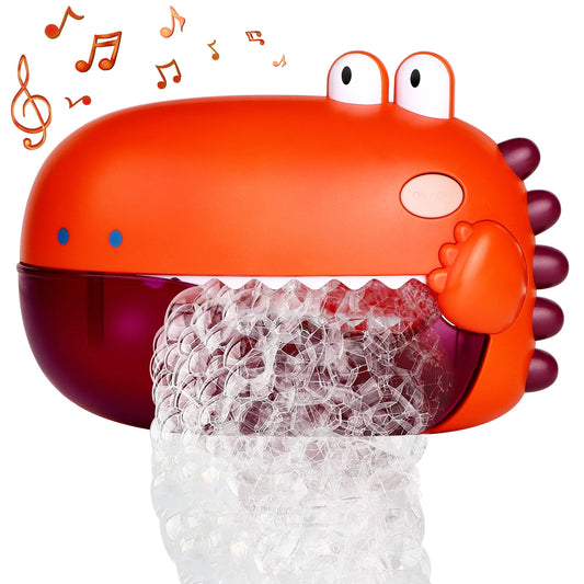 Dinosaur Bubble Bath Toys for Baby, Orange Bubble Maker Machine Bathtub Swimming Pool Toys, 12 Songs Birthday Christmas Gift for Toddler Girls Boys Aged 2+