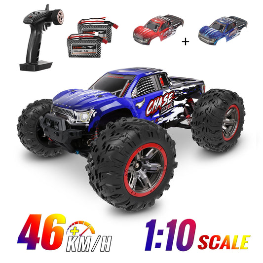 Large Remote Control Car 1:10 Scale RC Cars High Speed 46+KM/H 4WD Waterproof Off-Road RC Trucks Gifts for Adults and Boys