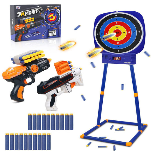 Digital Shooting Targets with 2 Foam Dart Blaster,Outdoor Shooting Game Toys Gifts for 8-12 Year Old Boys