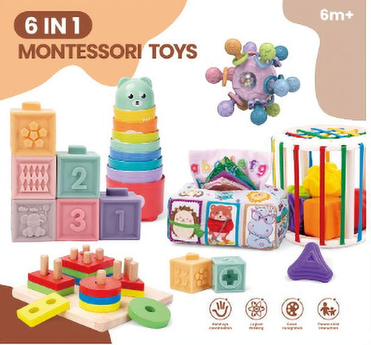 Baby Toys 6-12 Months, Montessori Toys for Babies 6-12 Months, Incl Stacking Building Blocks