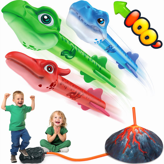 Dinosaur Rocket Launcher Dino Blaster For Kids Birthday Gifts Family Fun Toys, For Boys & Girls Age 3 4 5 6 7 8 Years Old