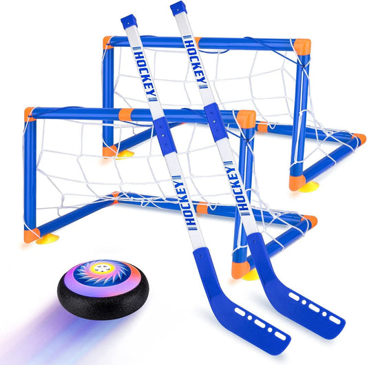 Hover Hockey Set with 2 Hover Soccer Goals, Air Power Training Ball Playing Hockey Game for 3 - 12 Year Old Boys Girls