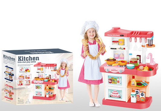 Pink Play Kitchen Toy Set for Toddlers, Encourage Creativity and Learning