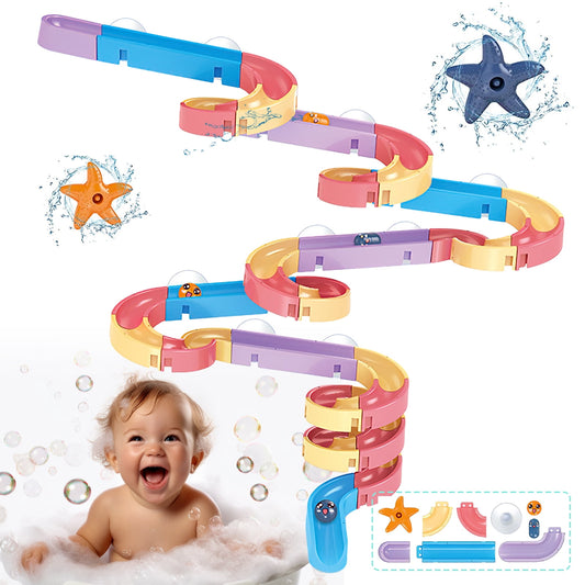 Bath Toys for Kids,Wall Track Building Set Fun DIY Kit Bathtub Time Birthday Gift for Toddler 3-8 Years Old(56PCS)