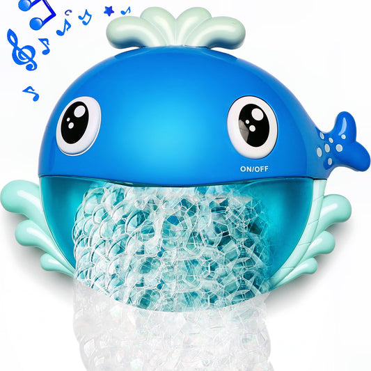 Bubble Bath Toy for Kids, Blue Bubble Maker for Bathtub toys, Musical Whale Foam Blower Bubbling Machine for Baby Boys Girls 18 Months Up