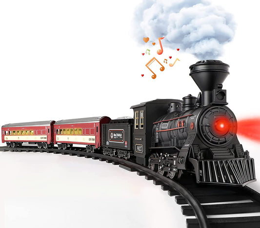 Train Set, Metal Alloy Electric Trains with Smoke,Sounds & Lights Christmas Gifts for 3-12 Years Old Kids