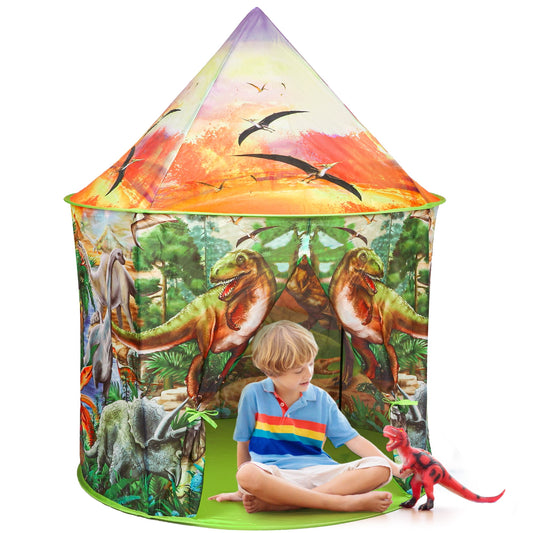 Dinosaur Outdoor Play Tent for Kids 3+, Jurassic Dino Adventure Indoor Playhouse, Foldable and Portable Design, Hours of Fun, Suitable for Boys and Girls
