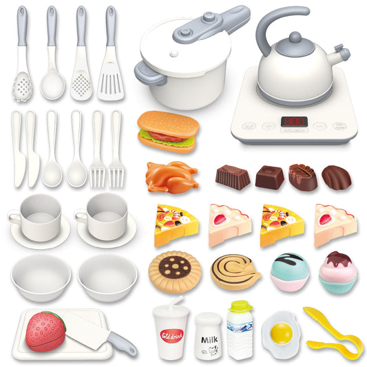 Play Kitchen Accessories Set,Play Cooking Toys with Pots and Pans,Play Dishes Learning Toys Gift for Boys Girls