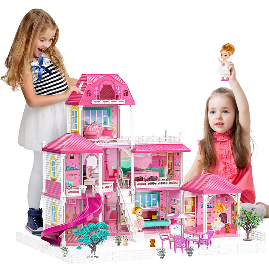 Villa Dollhouse Kit for Toddlers 3+, 8 Rooms Imagination and Creativity Perfect Gift for Girls Aged 4