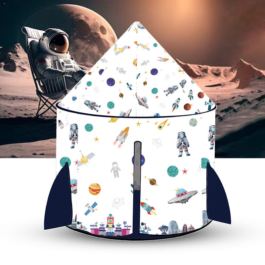 Kids Tent Rocket Ship Toy - Foldable Astronaut Space Themed Indoor & Outdoor Large Play Tent, Birthday Gift for Boys Girls Age 3-8
