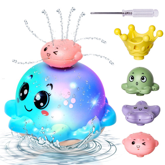 Octopus Baby Bath Toy for Kids, 4 Water Spray Modes Light-up Flashing Bathtub Toys for Toddler Boys Girls