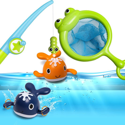 Bath Toys Fishing Games Swimming Whales Water Table Pool Bath Time Bathtub Tub Toy for Toddlers Baby 18months and up